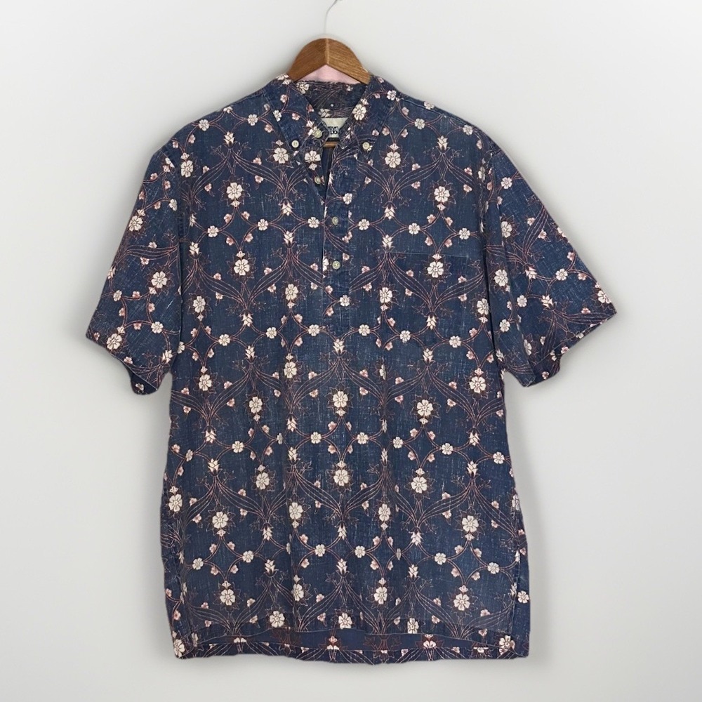 Reyn Spooner Hawaiian Aloha Button Front Reverse Print Floral Shirt Men's Large